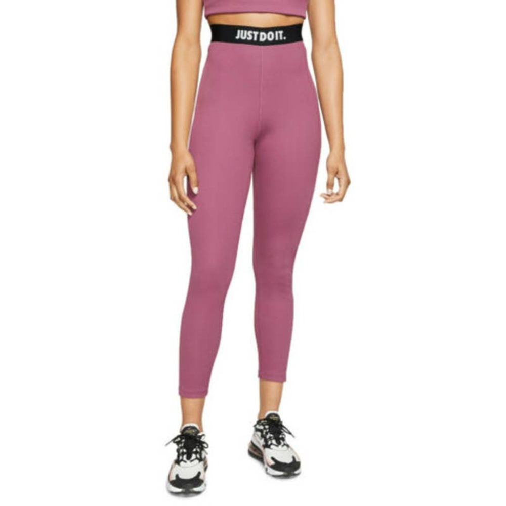 Nike Ribbed JDI Legging Cut Out in Mulberry Rose Size Medium